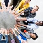 Diverse People Friendship Togetherness Connection Aerial View Co