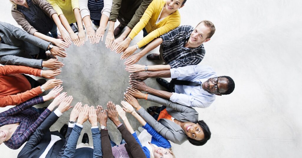 Diverse People Friendship Togetherness Connection Aerial View Co